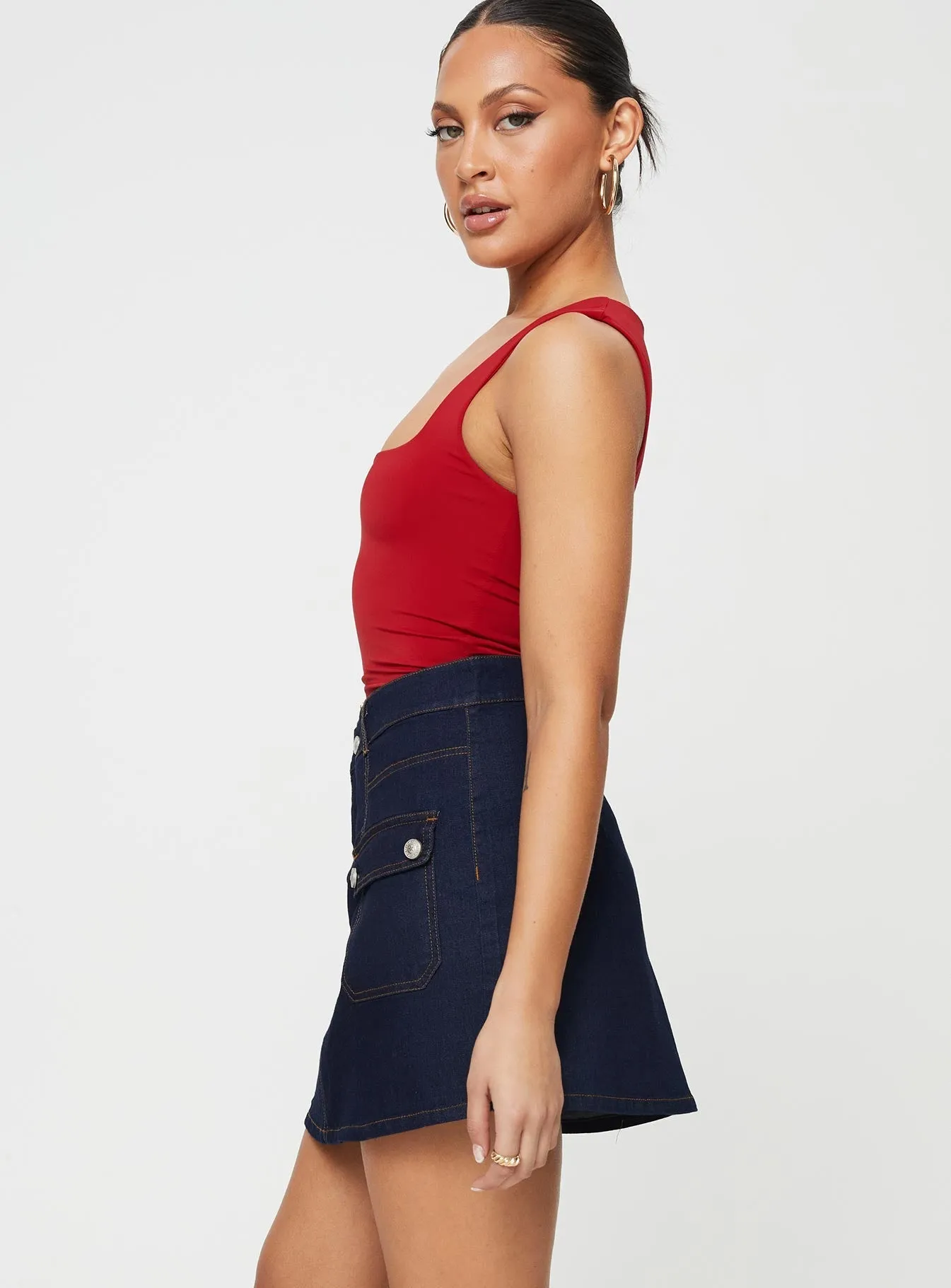 Blogger Favorite City Wear Mirrow Denim Mini Skirt Dark Wash