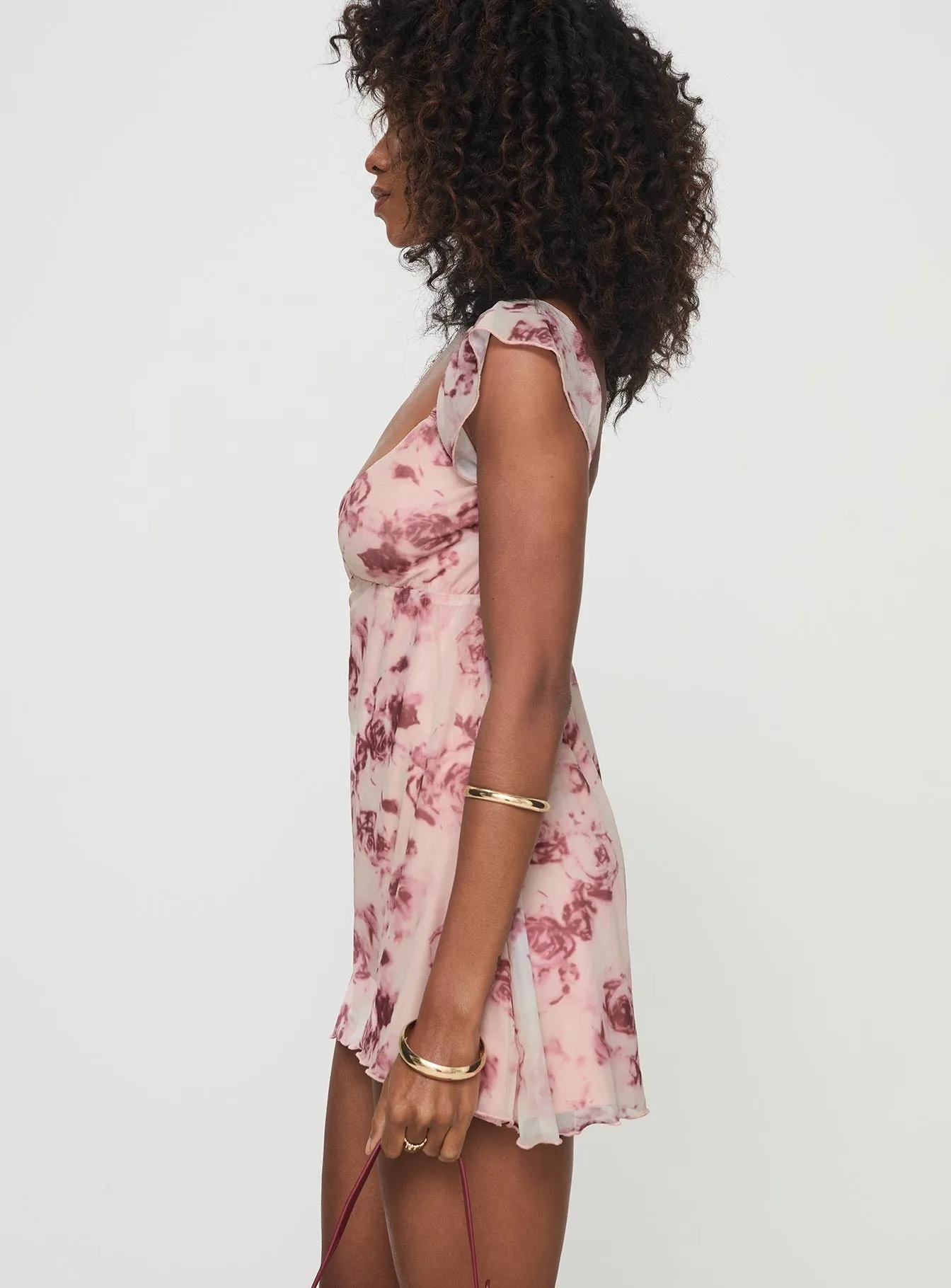 Trigg Mini Dress Pink Floral Self Power Minimalist Look