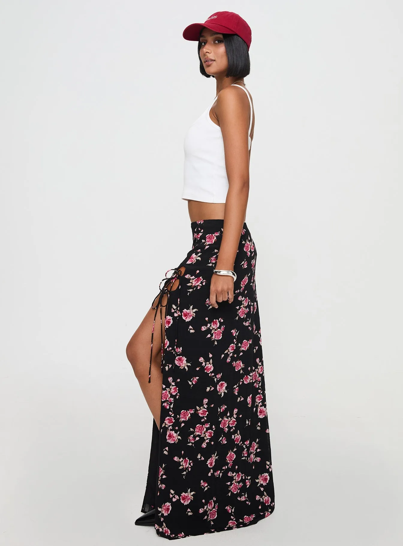 Rhomana Maxi Skirt Black Floral Key Feature Innovative Fabric