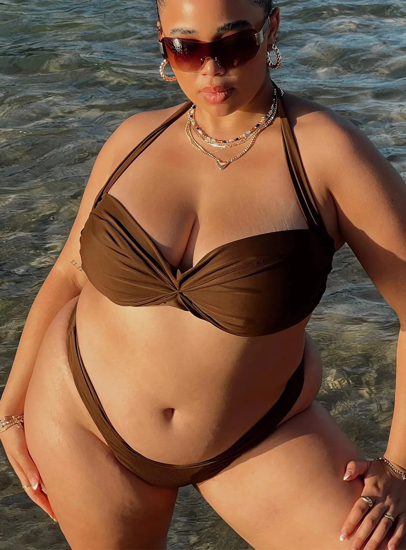 Olivia Bikini Bottoms Brown Curve Full Coverage Design