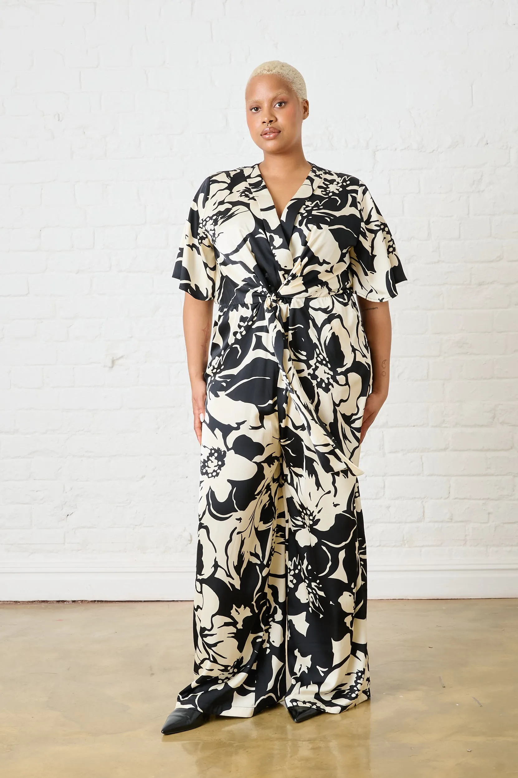 Sophisticated Style Monochrome Bloom Jumpsuit