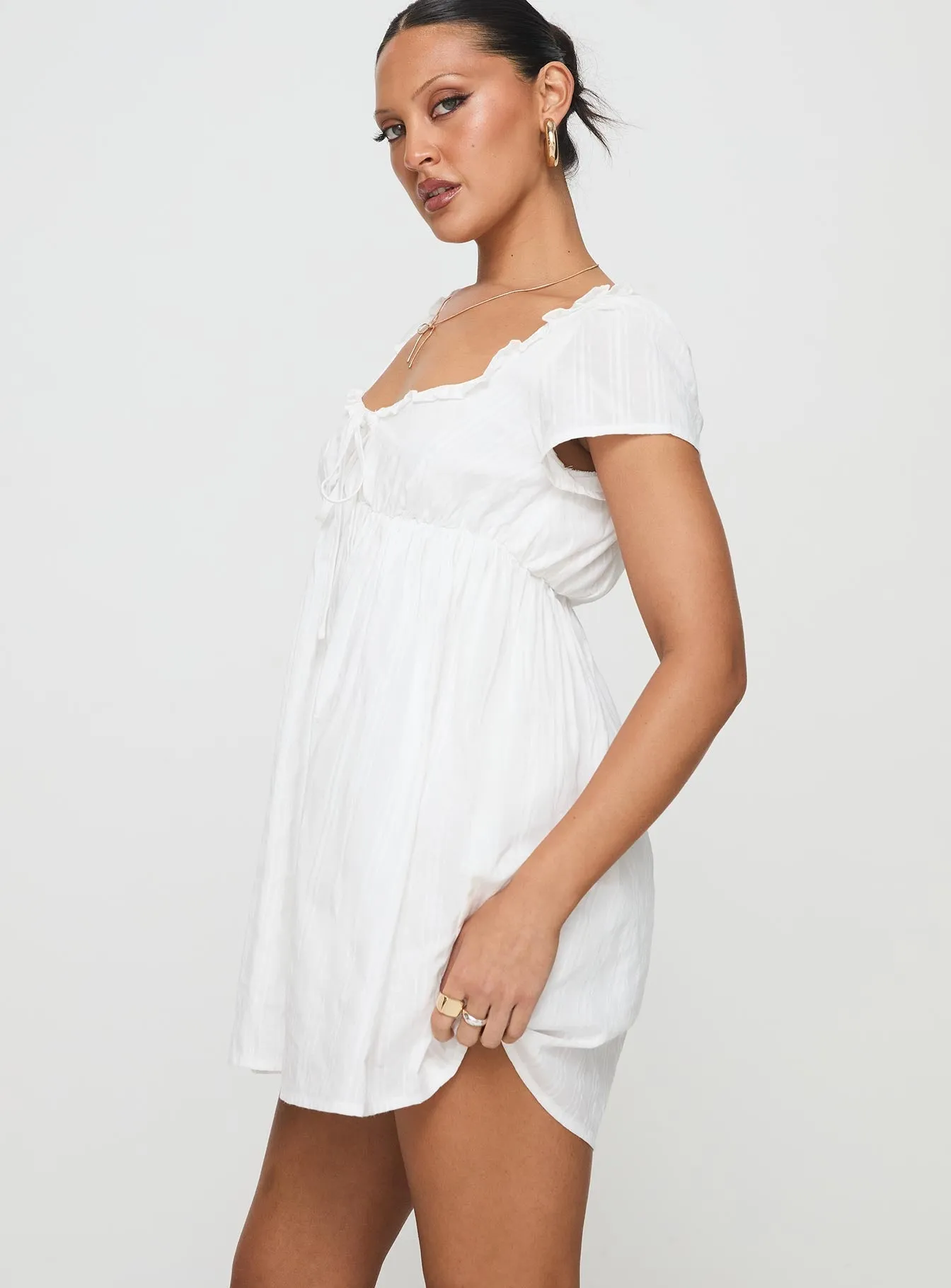 Monsterrat Mini Dress White Elegant Layering Light Comfort