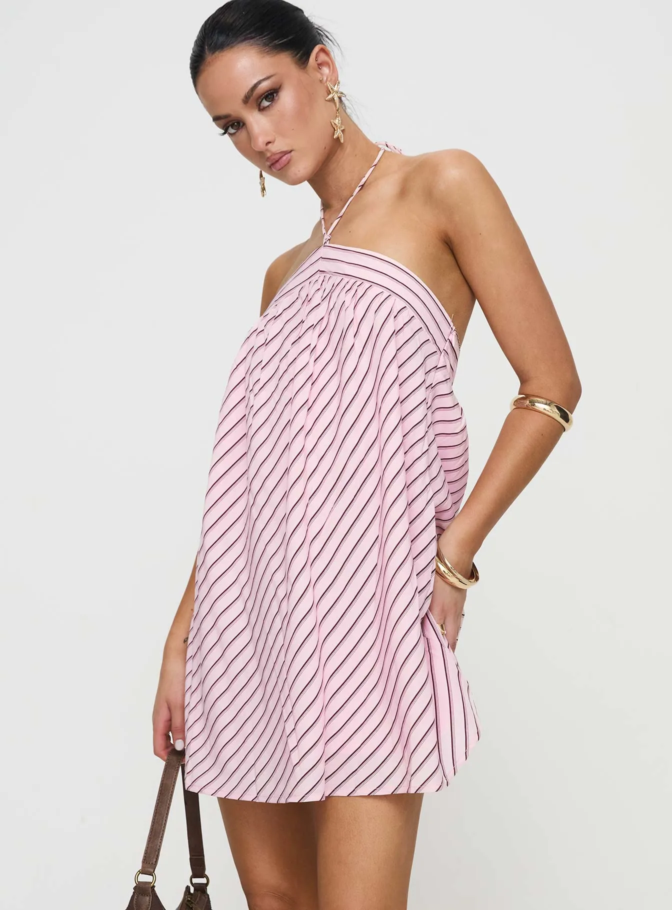 Air Comfort Moonlit Mini Dress Pink Stripe Petite