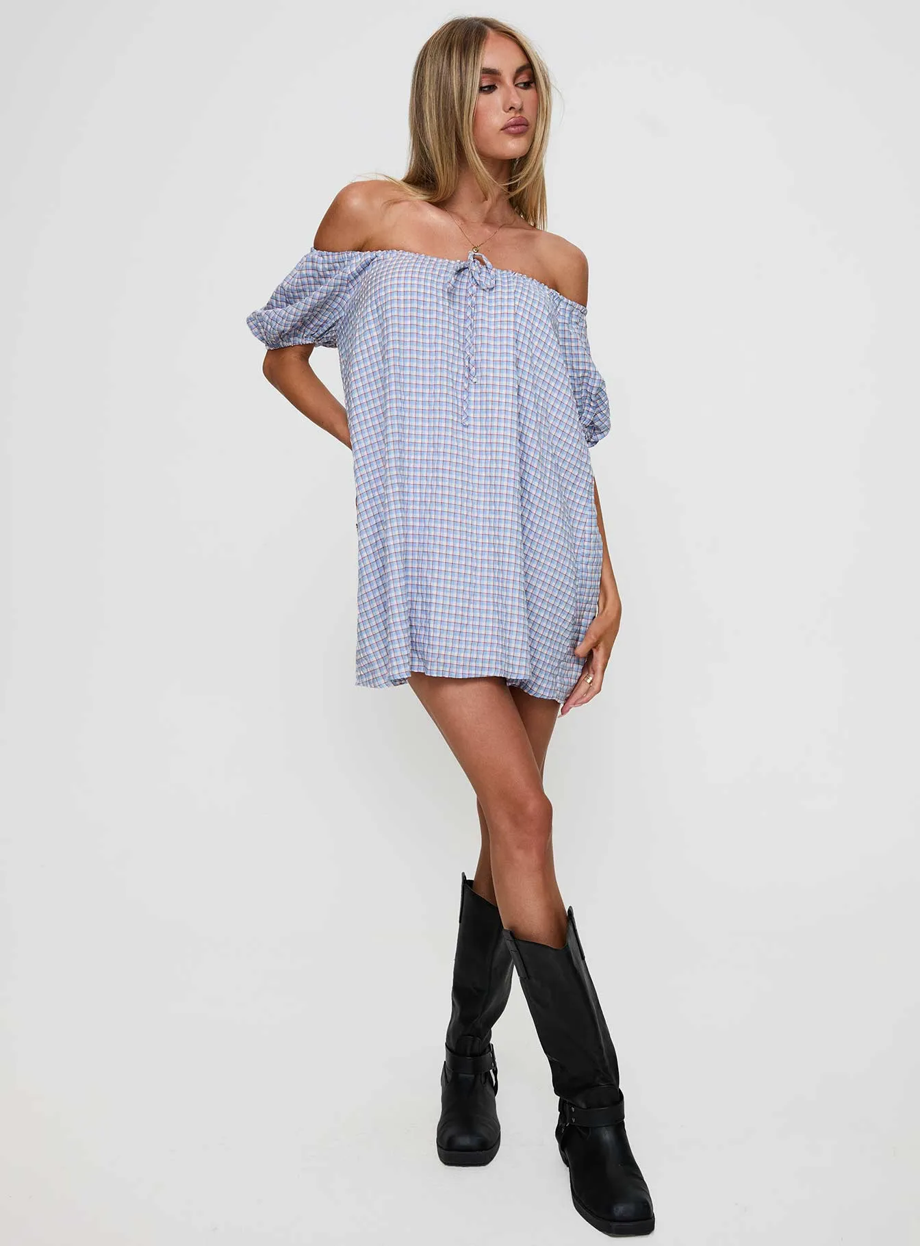 Morning Doves Mini Dress Blue Contemporary Style Relaxed and stylish