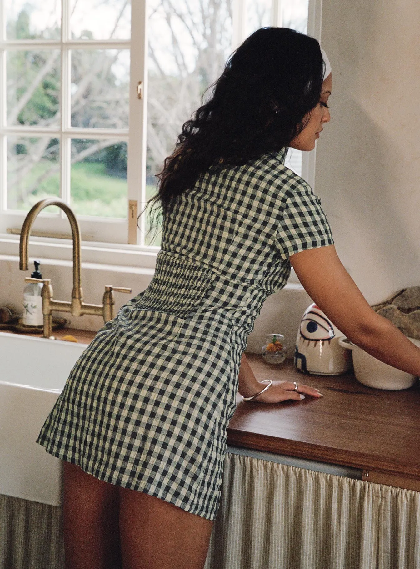 Motley Mini Dress Brown Check Tall Calm Shine Clean Comfort