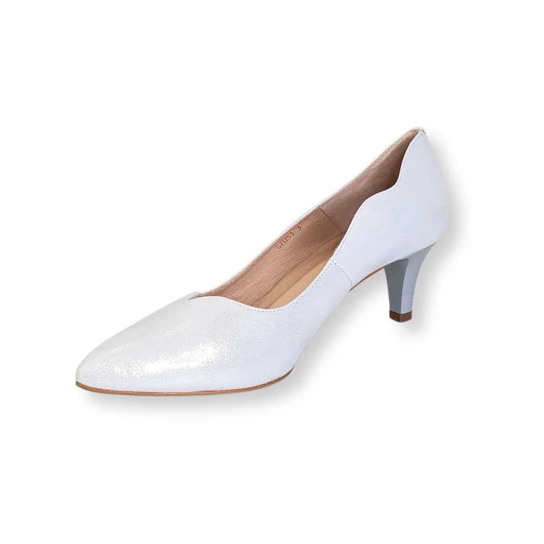 Satin Wedding Shoes Emis Womens Shoe S7053 White/Silver