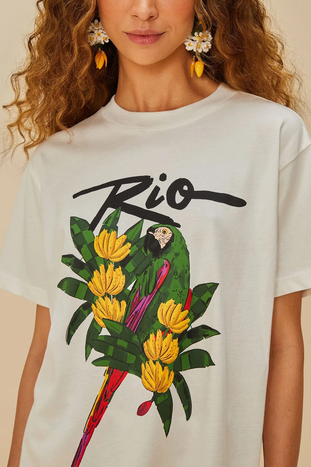 Active Comfort Off-White Rio Macaw Organic Cotton T-Shirt