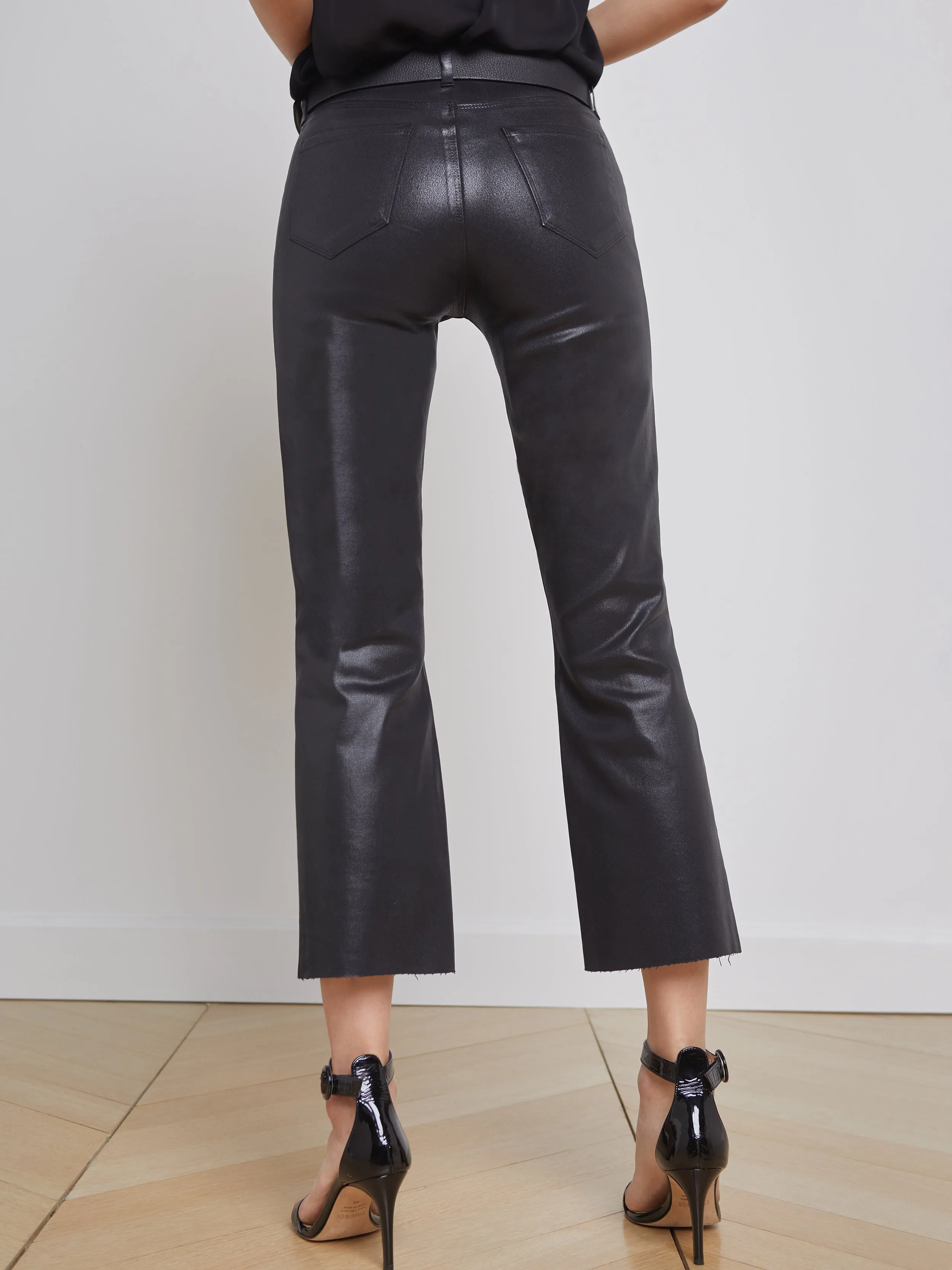 Minimalist Design Kendra Coated Cropped Flare Jean