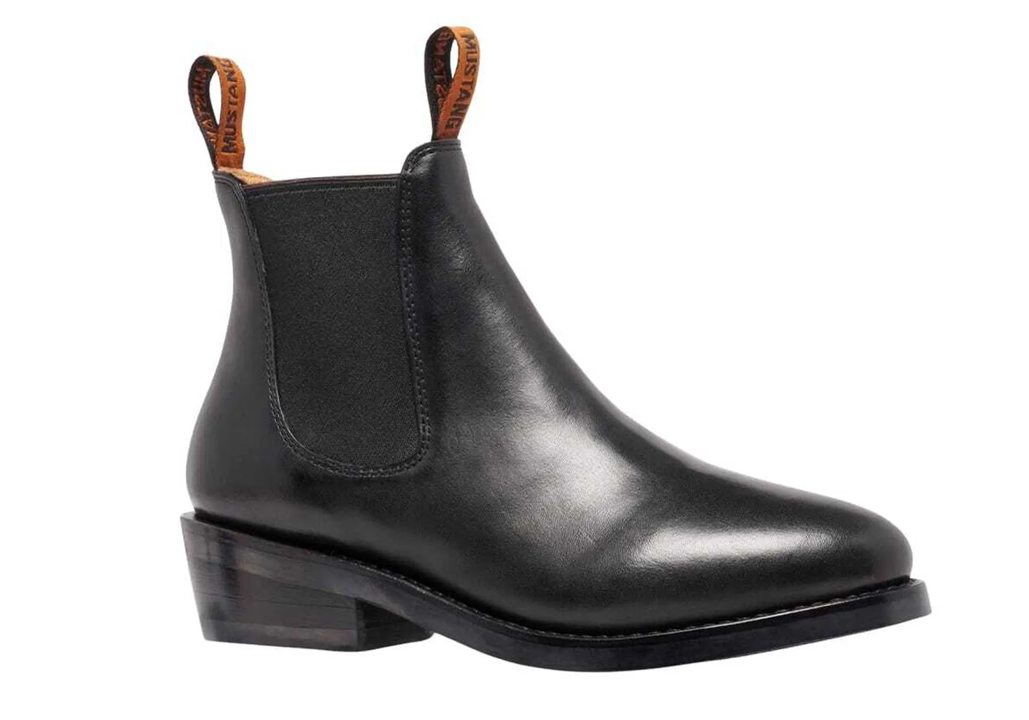 Mustang Womens Signature Pull Up Black Leather Boots quick dry PU