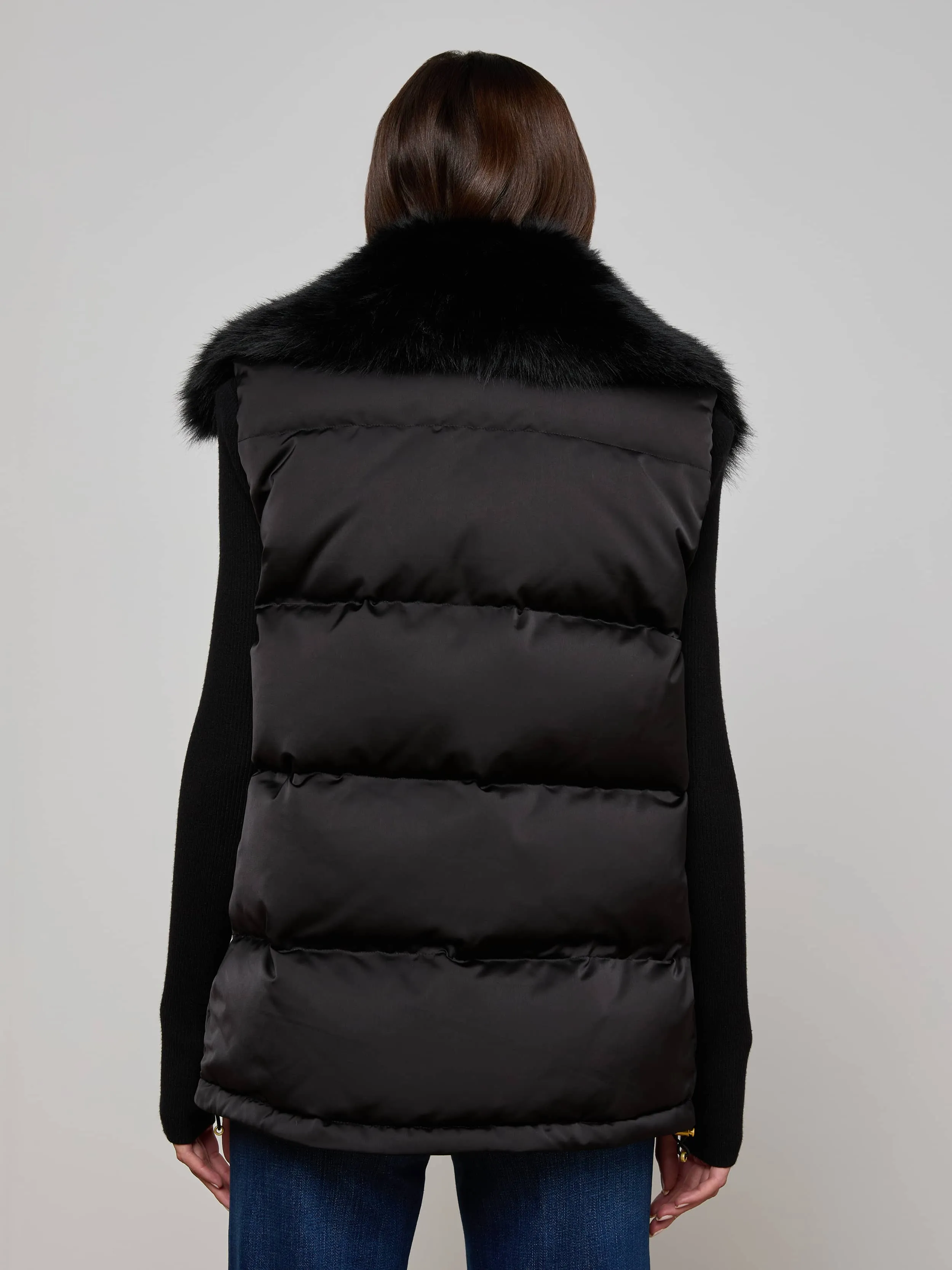 Nalo Faux Fur Puffer Vest Anti Glare Trim