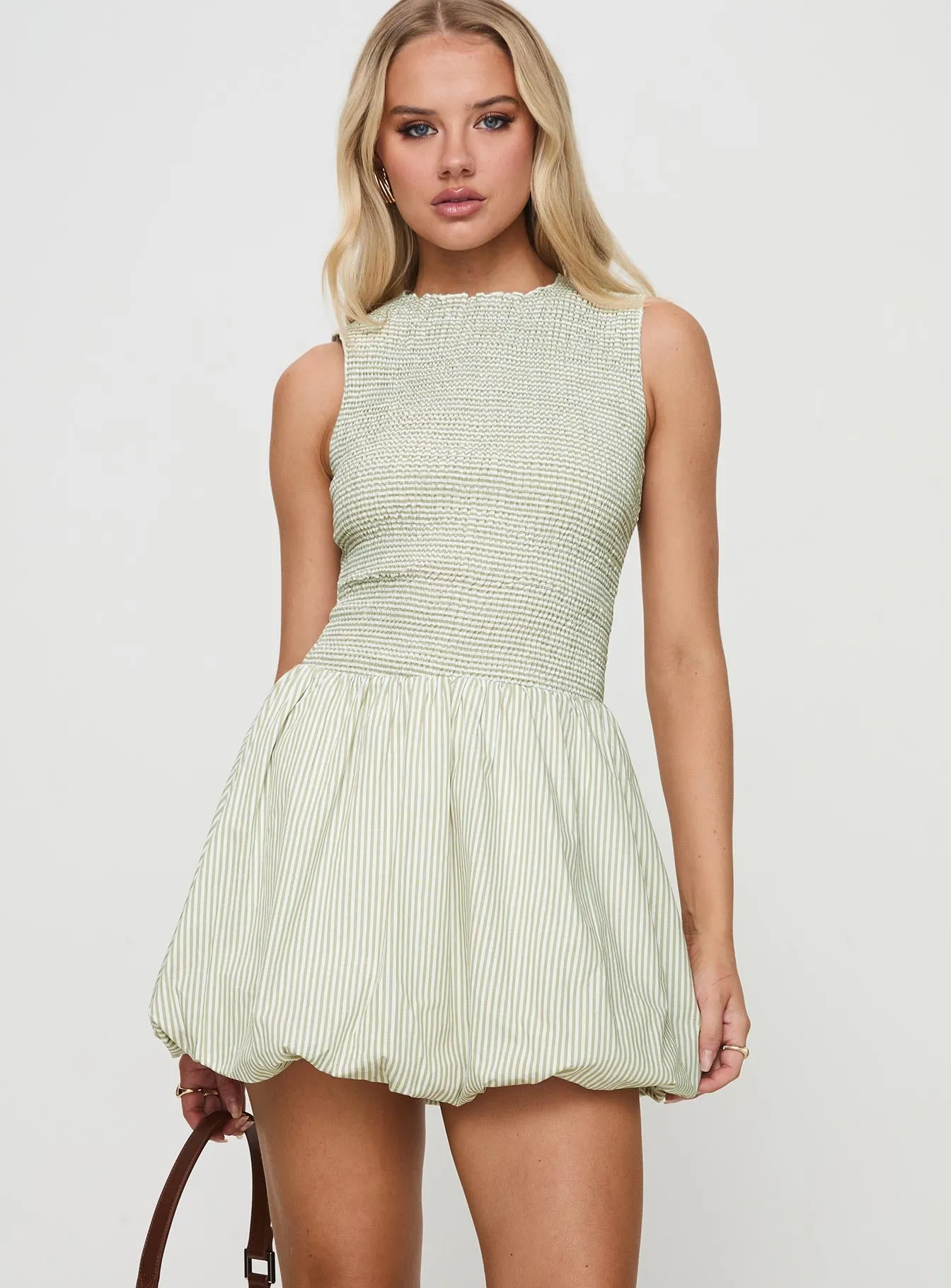 Narnie Mini Dress Sage Light Fabric Modern Cut