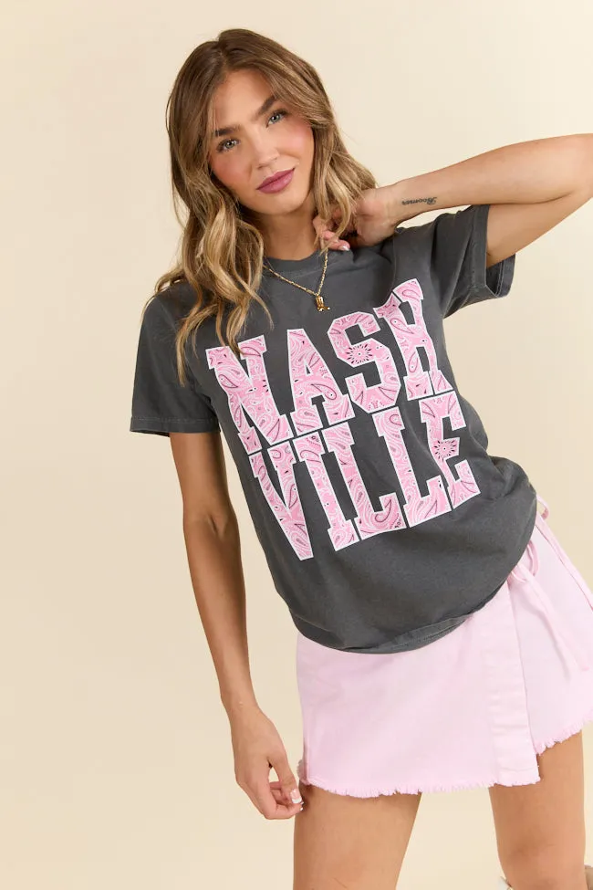 Nashville Block Bandana Printed Dark Grey Graphic Tee sporty and comfortable Stylish piece