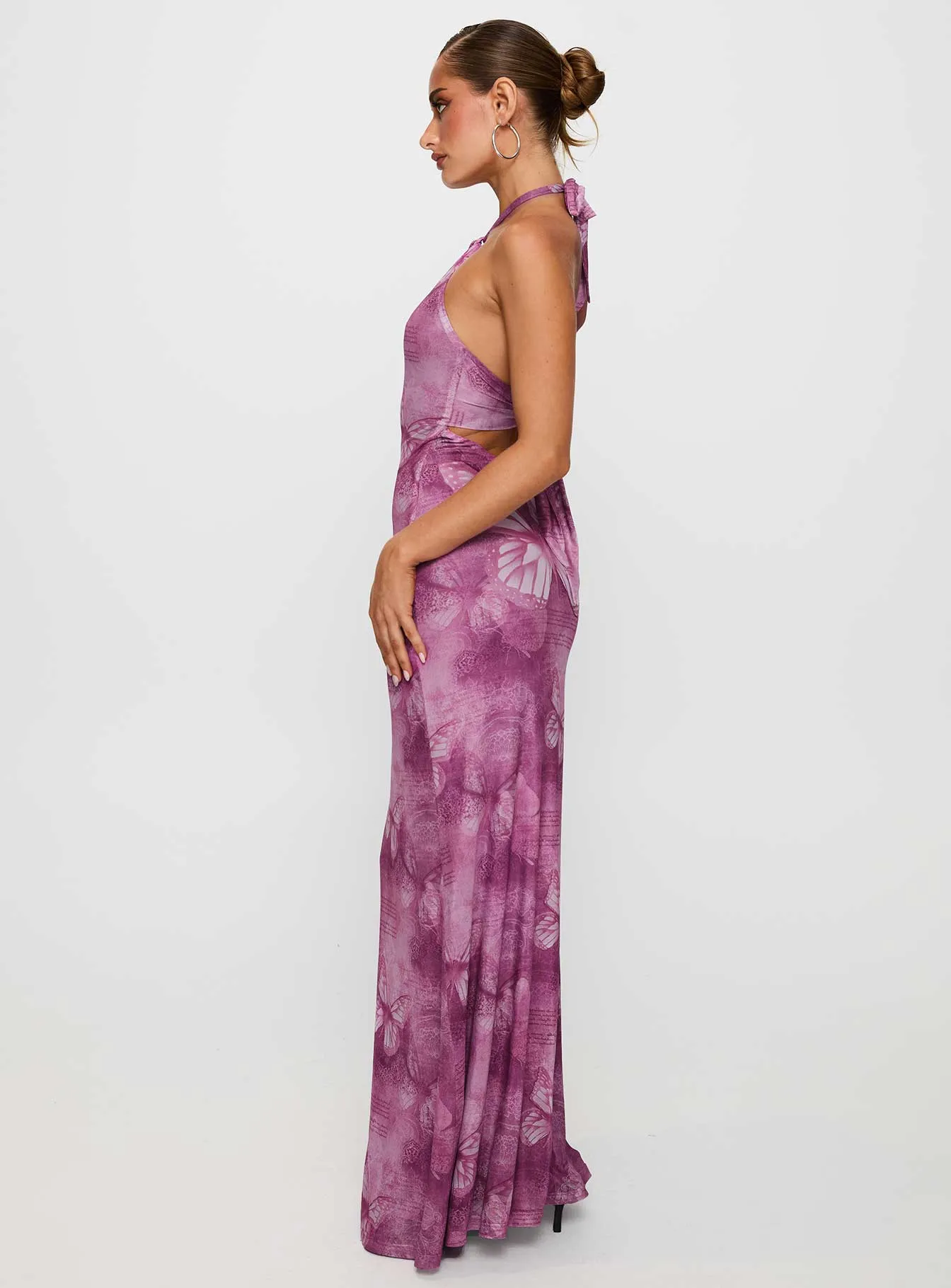 Stylish Look Nathaleia Halter Maxi Dress Purple