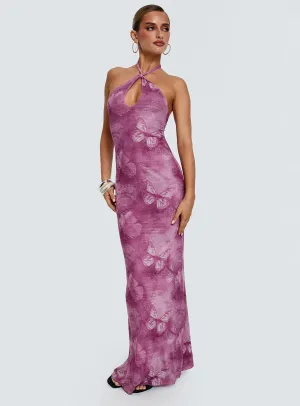Nathaleia Halter Maxi Dress Purple Shared Glow Machine-washable