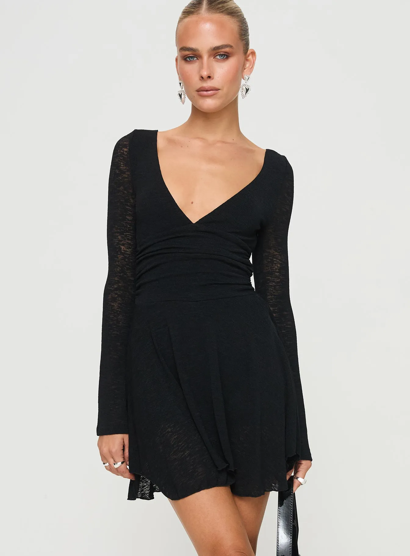 Feather Light Casual Core Nautia Long Sleeve Romper Black