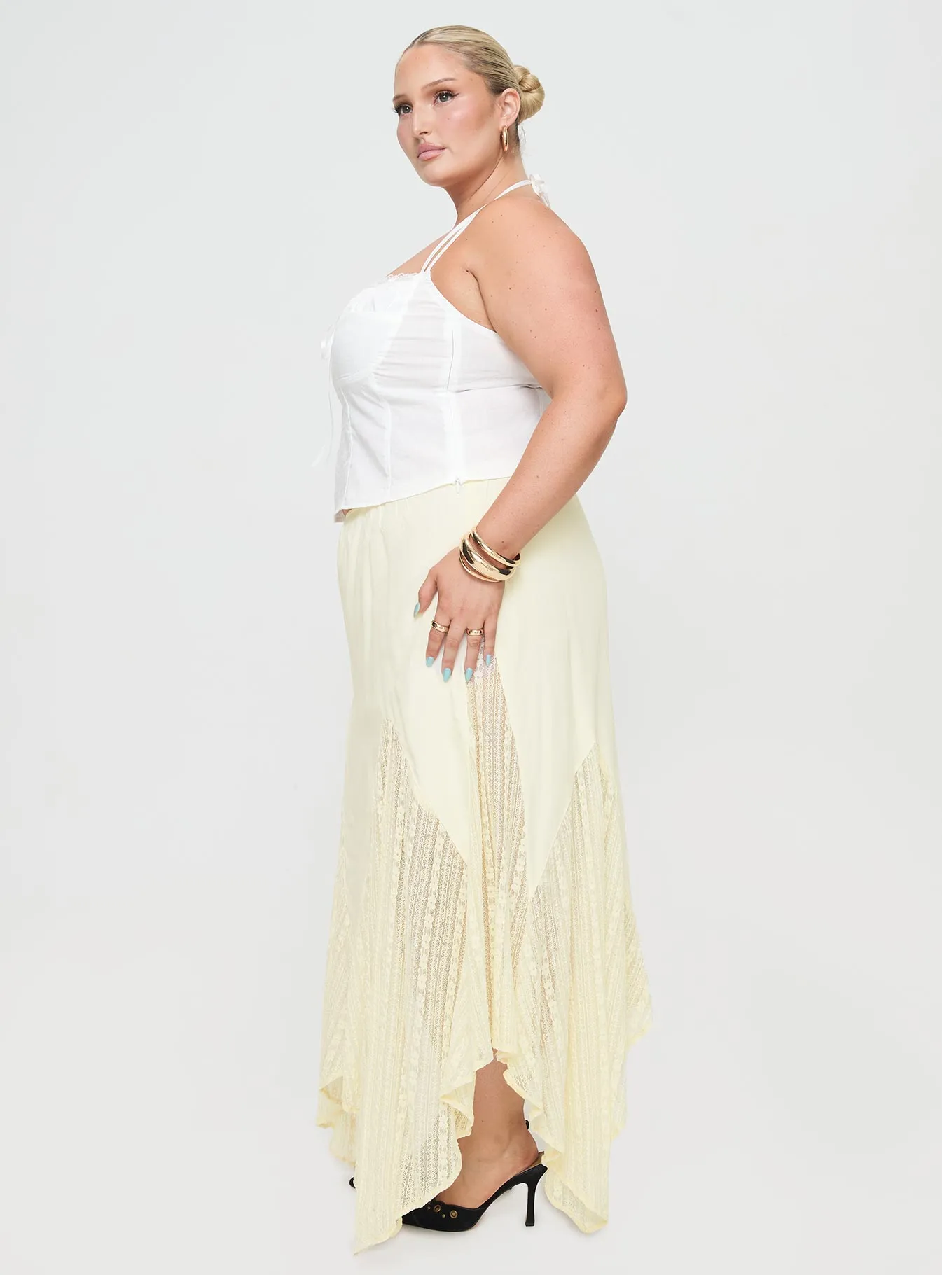 Madame Lace Maxi Skirt Cream Curve Sustainable Innovation