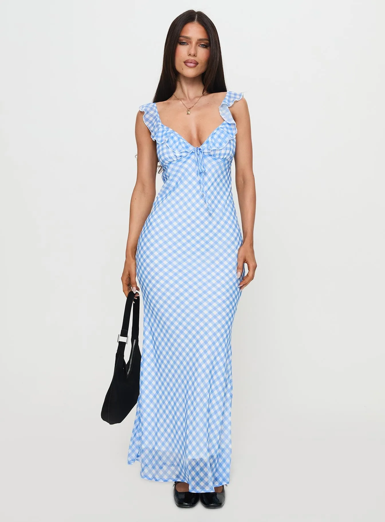 Subtle Charm Brigette Maxi Dress Blue Gingham