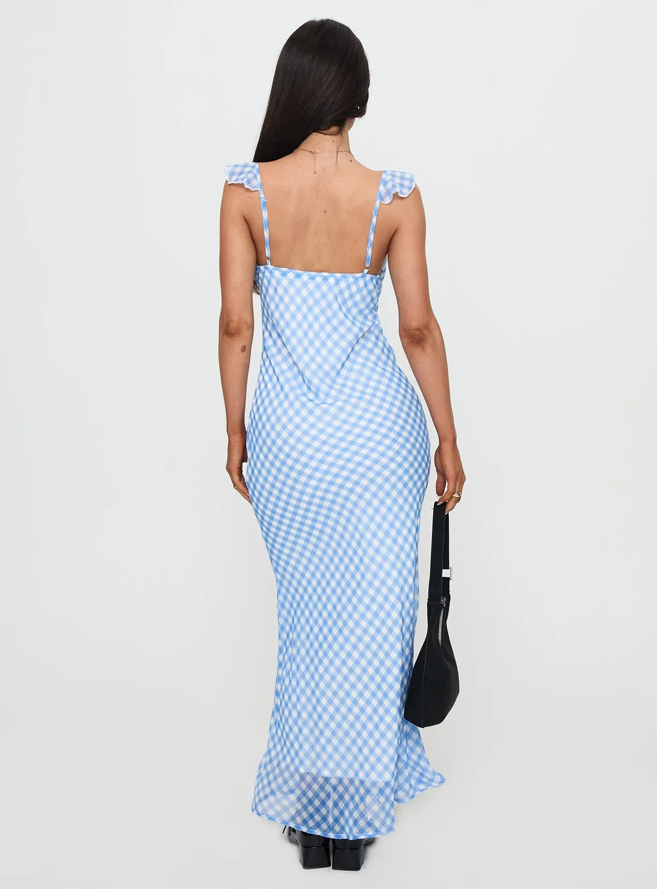 Brigette Maxi Dress Blue Gingham Light Motion