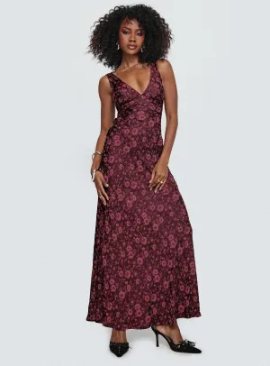 Fashion-forward day dress Texture Edge Nell Jacquard Maxi Dress Burgundy