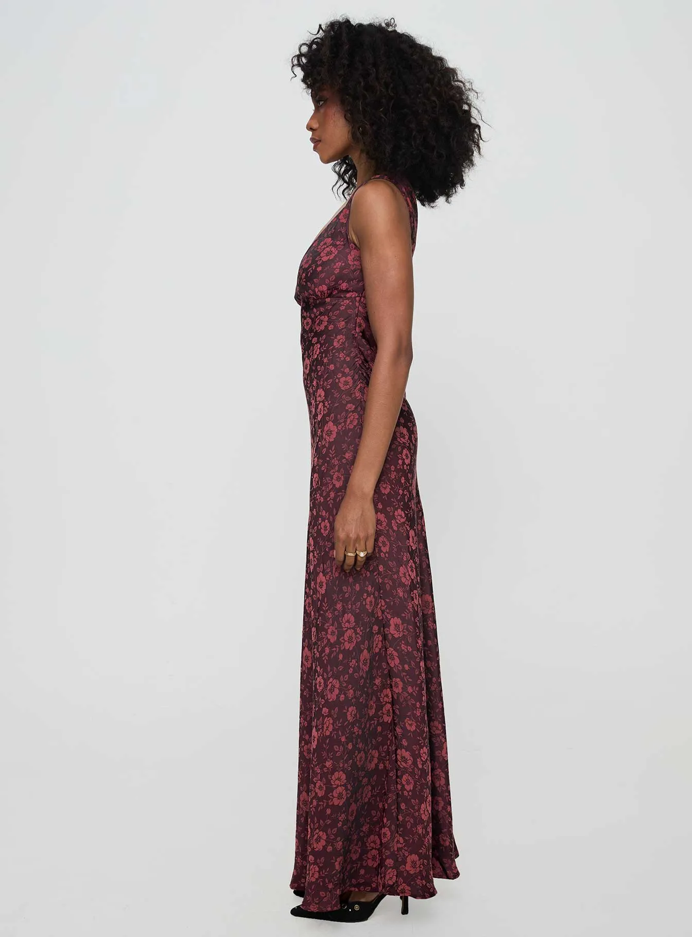 Soul Warm Nell Jacquard Maxi Dress Burgundy