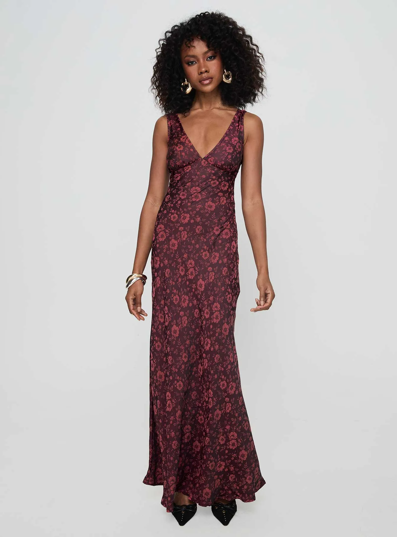 Comfortable Design Smart Layers Nell Jacquard Maxi Dress Burgundy