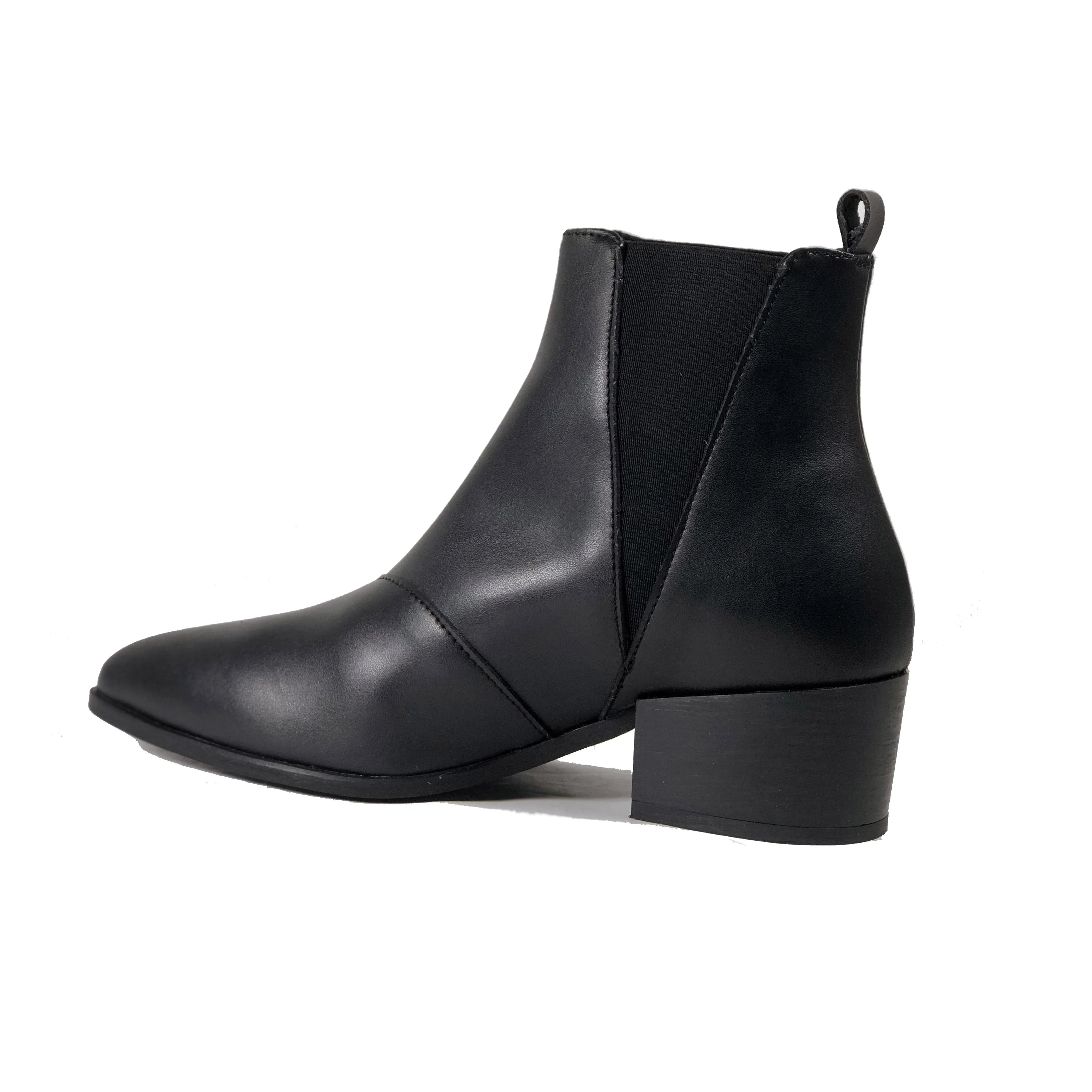 Padded Interior City Walking Chelsea Design 'Nerrie' vegan-leather Chelsea bootie by Zette Shoes - black