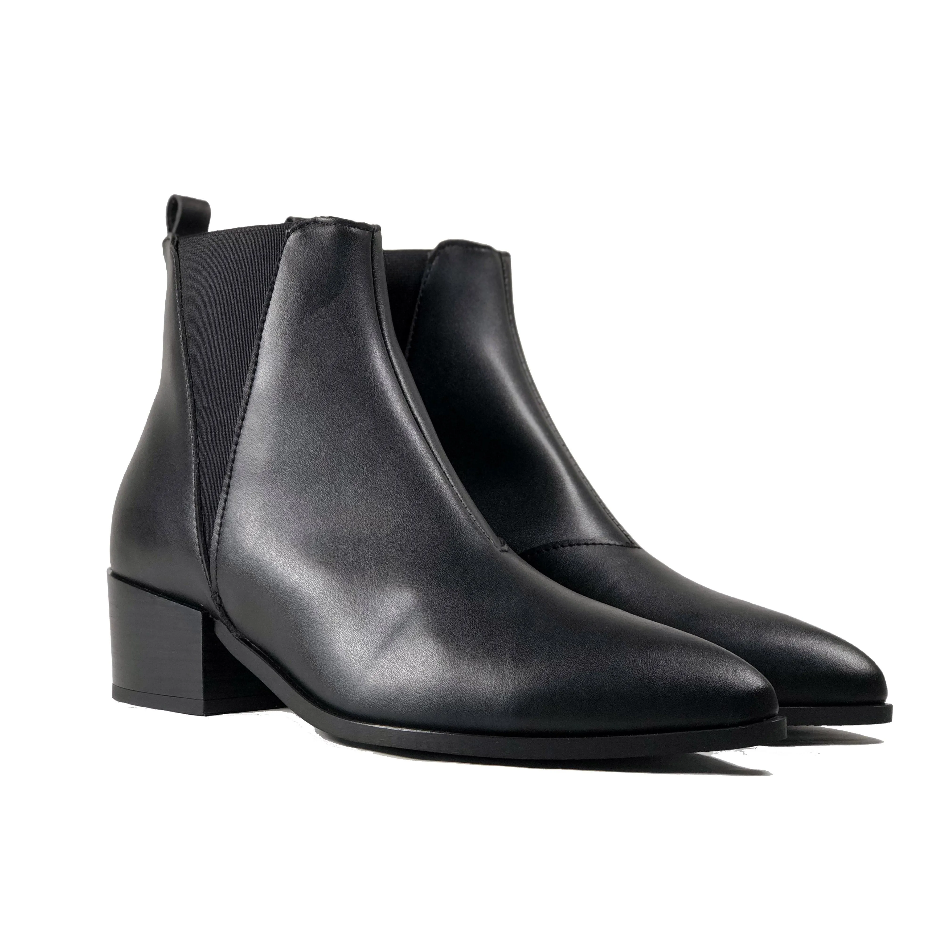 'Nerrie' vegan-leather Chelsea bootie by Zette Shoes - black Composite Toe Guard
