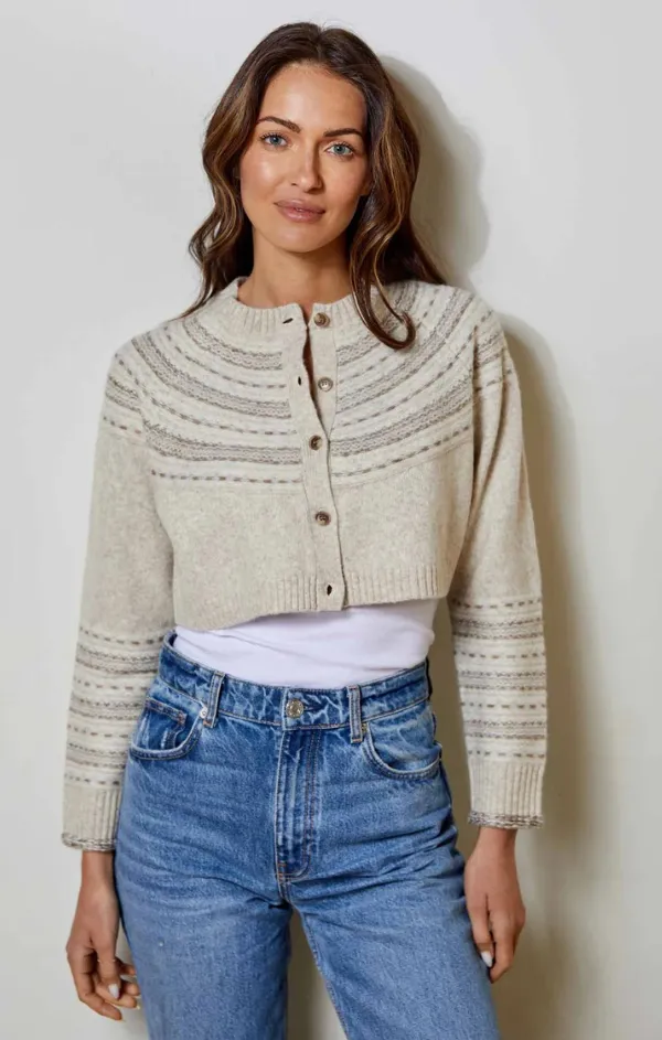Neutral Stripe Cropped Cardigan Neutral Tone Colorfast Guide