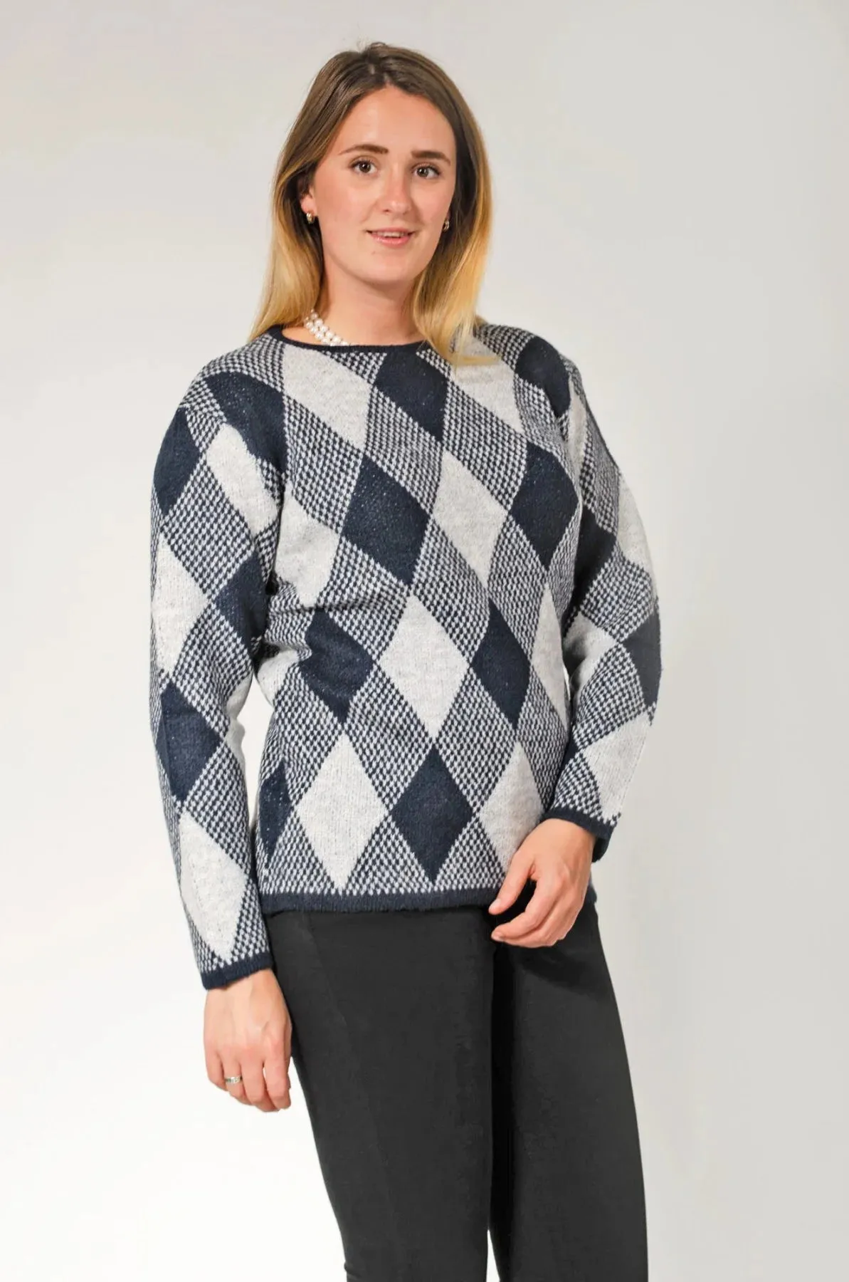 Diamond Knit Jumper Flexible Side Gusset