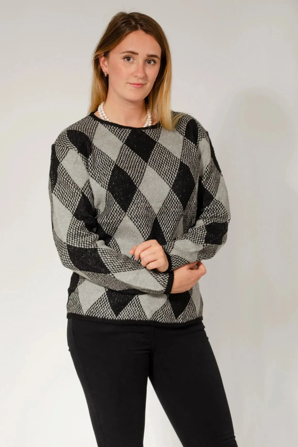 Functional Drape LowImpact Processing Diamond Knit Jumper