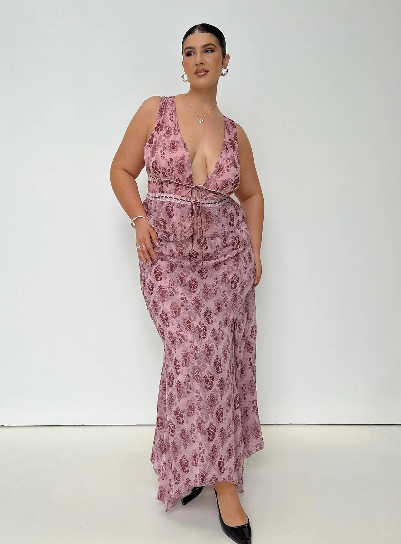 Nikolise Maxi Skirt Purple Curve Draped Design