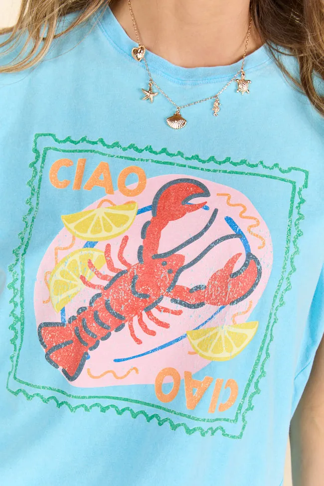 Ciao Ciao Aqua Oversized Graphic Tee Thermal Regulating Layer Casual and Soft