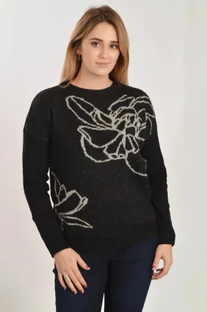 Simple Classic Urban Trendy Floral Art Crew Neck Jumper