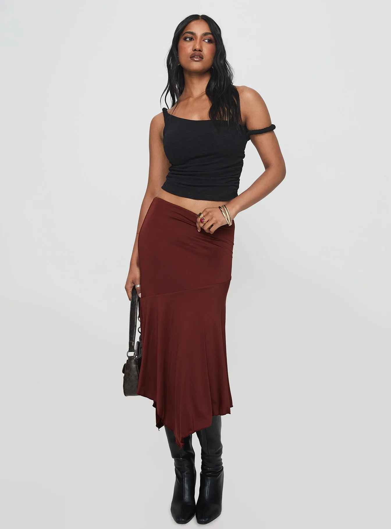 Ultra Comfort Airy Comfort Way We Were Maxi Skirt Chocolate