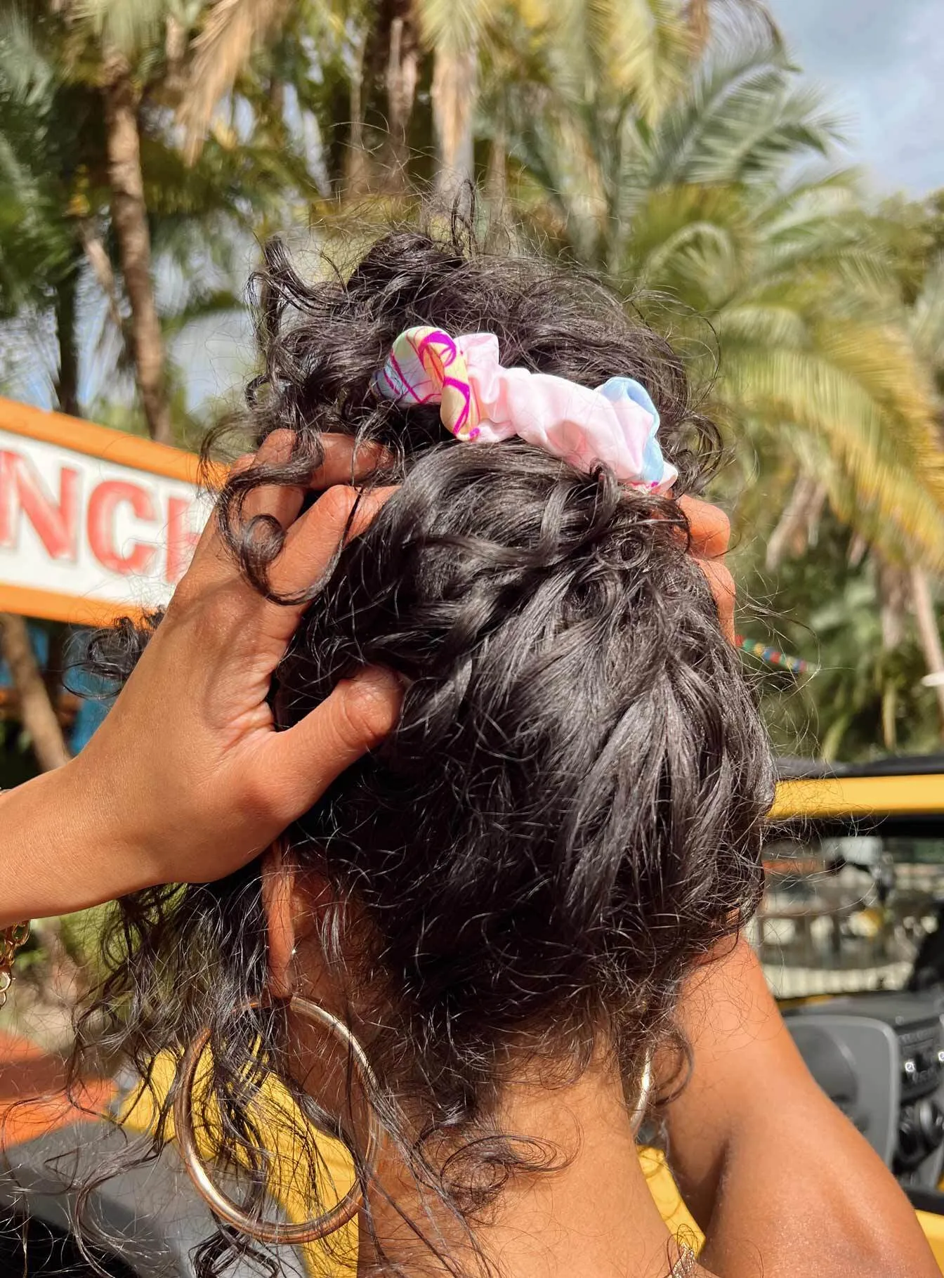 Snag Resistant Fiber Metallic Accent Janey Scrunchie Pink Multi