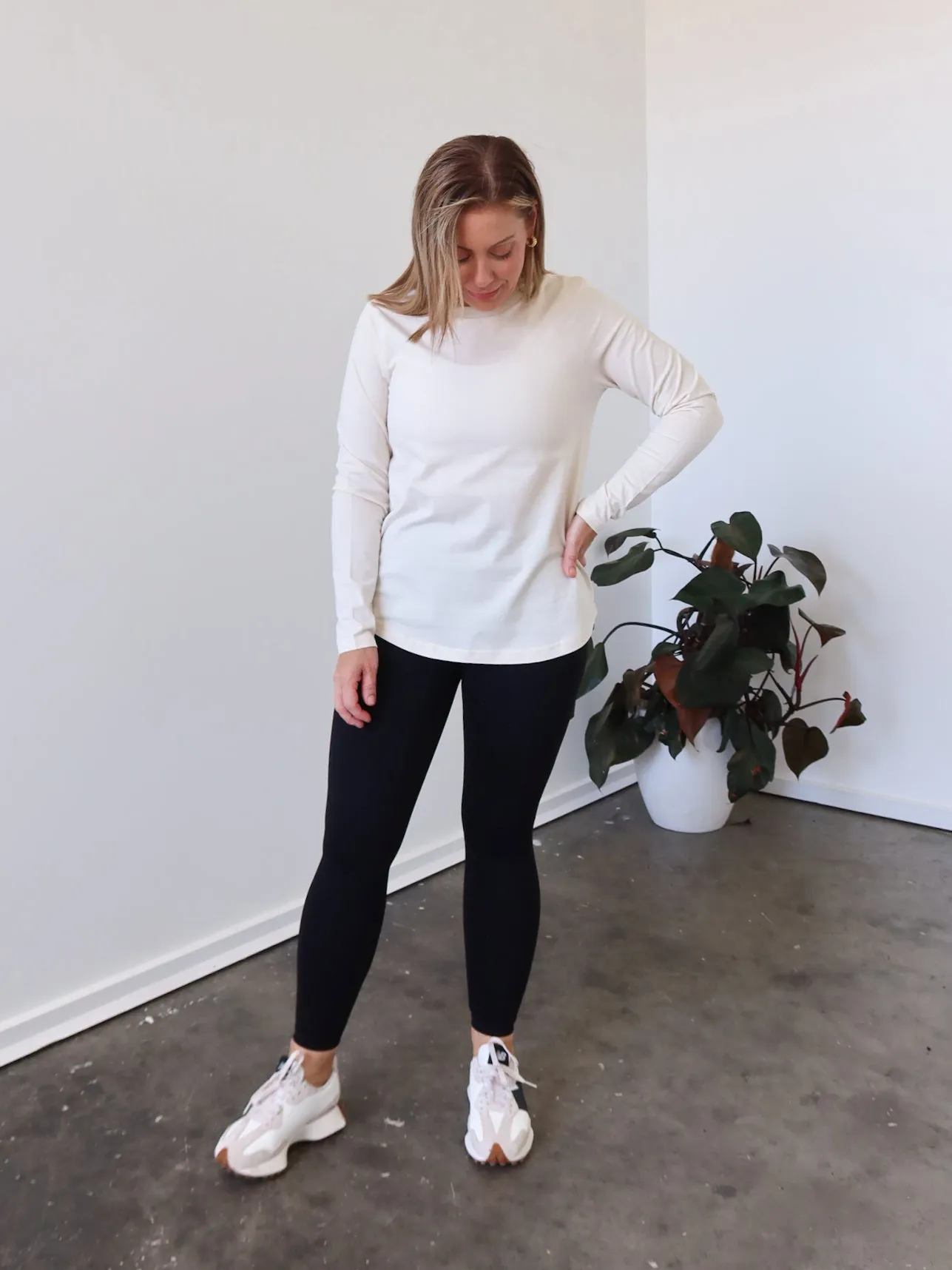 Noni Long Sleeve Tee - Ivory Cozy Comfort Design Cozy Layering