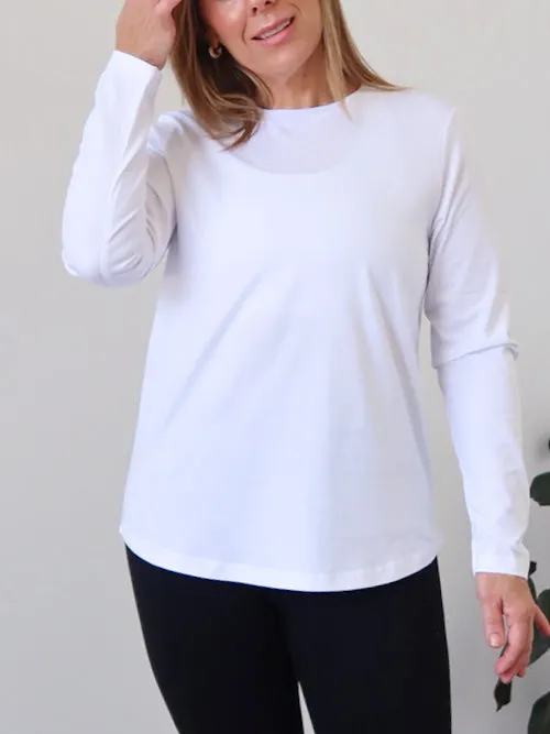 athletic style Printed uniqueness Noni Long Sleeve Tee - White