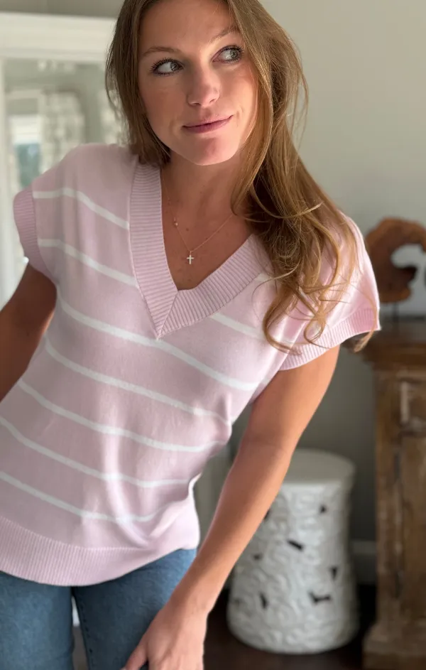 Casual Comfort Jasmine Striped V Neck Pullover