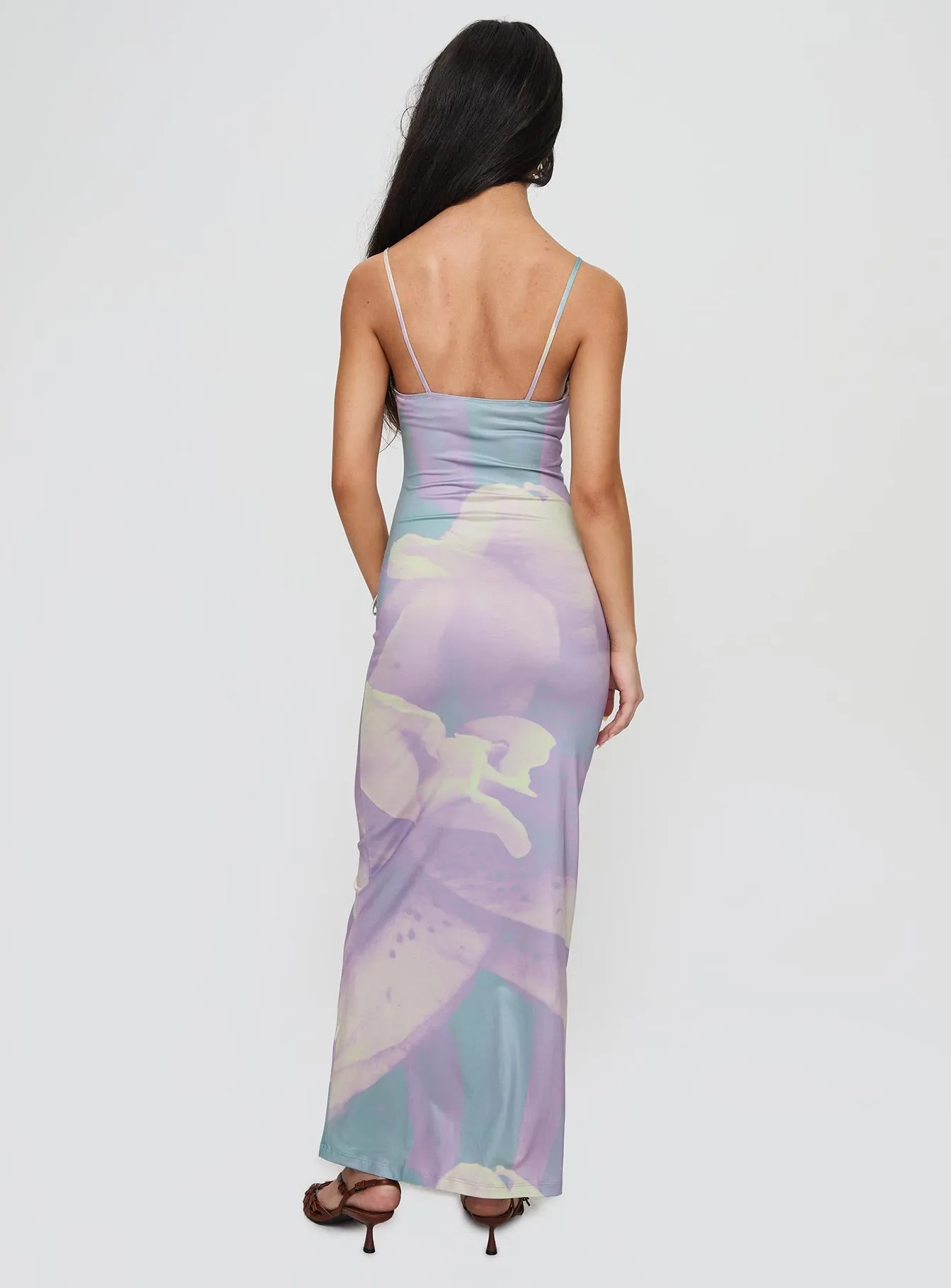 Norila Maxi Dress Slinky Orchid Petals Lilac Dance Night