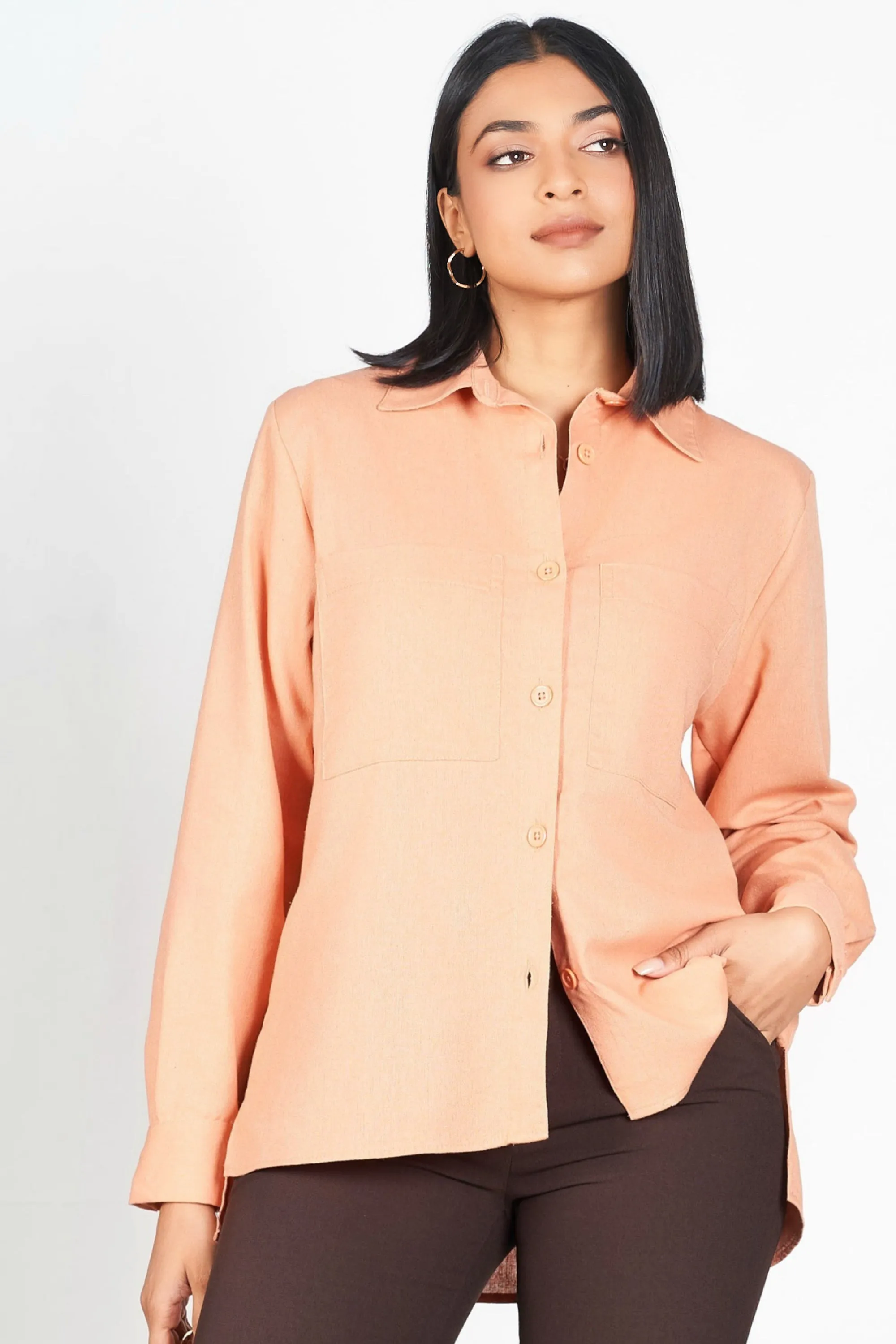 Orange Relaxed Shirt Breezy Comfort Comfortable Wear