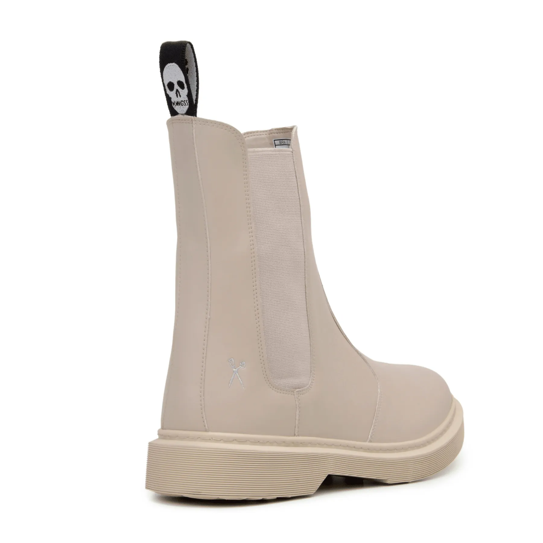 Well-fitted Slim Profile 'Nova Brick Lane' Vegan Chelsea Boot by King55 - Ecru