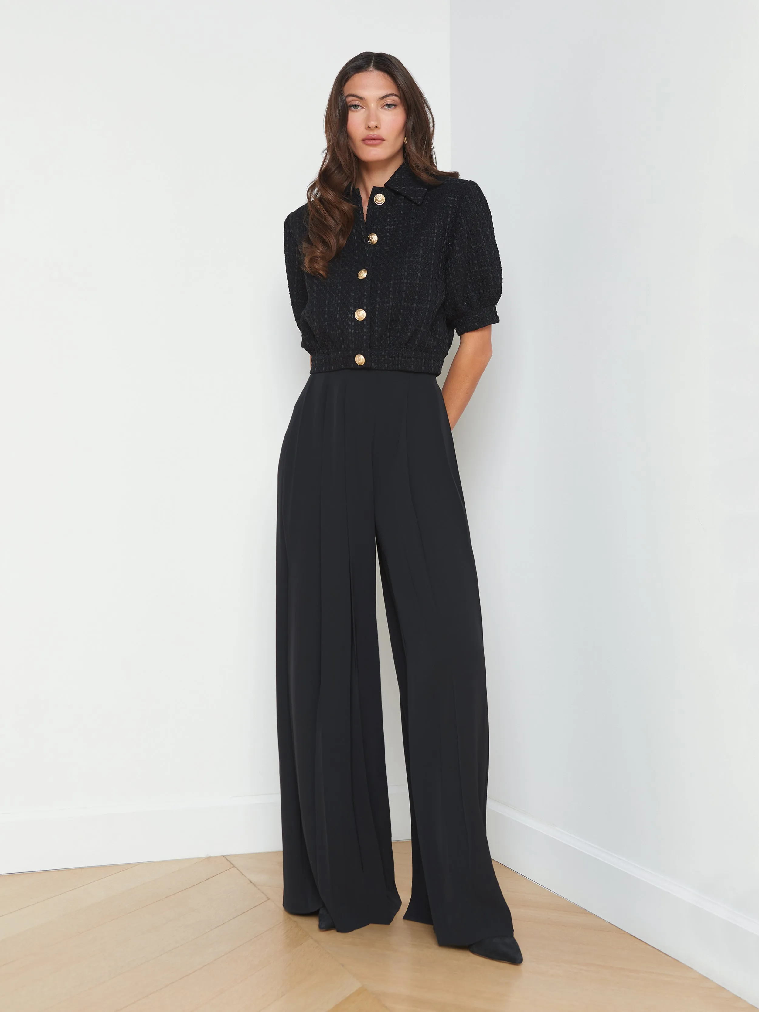 Flexible Comfort Wear Stain Release Finish Nova Pleated Wide-Leg Pant