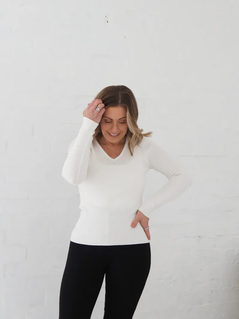 Dawson Knit Top - Warm White warm weather