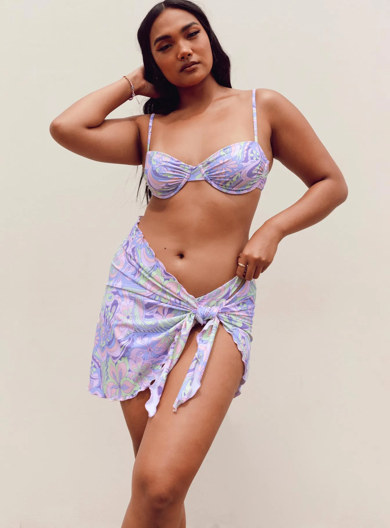 High Density Stitching Coastal Vibes Paradise Sarong Purple Multi