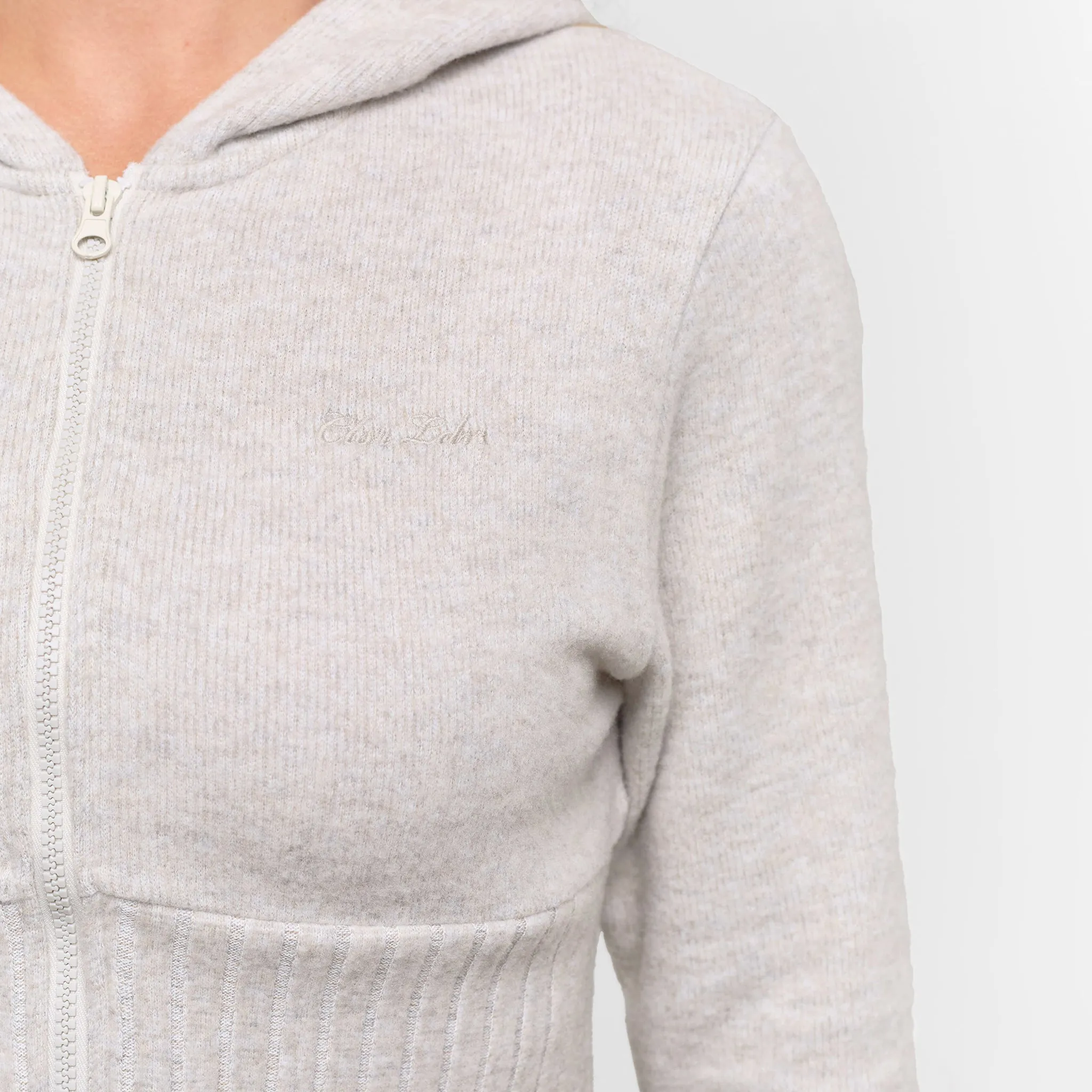 Cropped Knit Hoodie | Oat Marl DurableReinforcedElbow