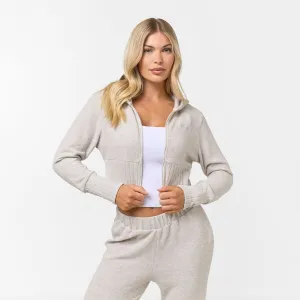 Cropped Knit Hoodie | Oat Marl Busy Glow Wonder Core