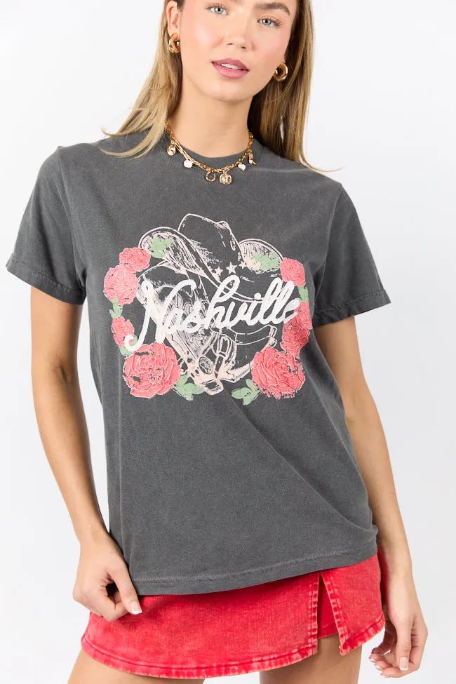 Nashville Vintage Rose Dark Grey Graphic Tee Complementary Colors