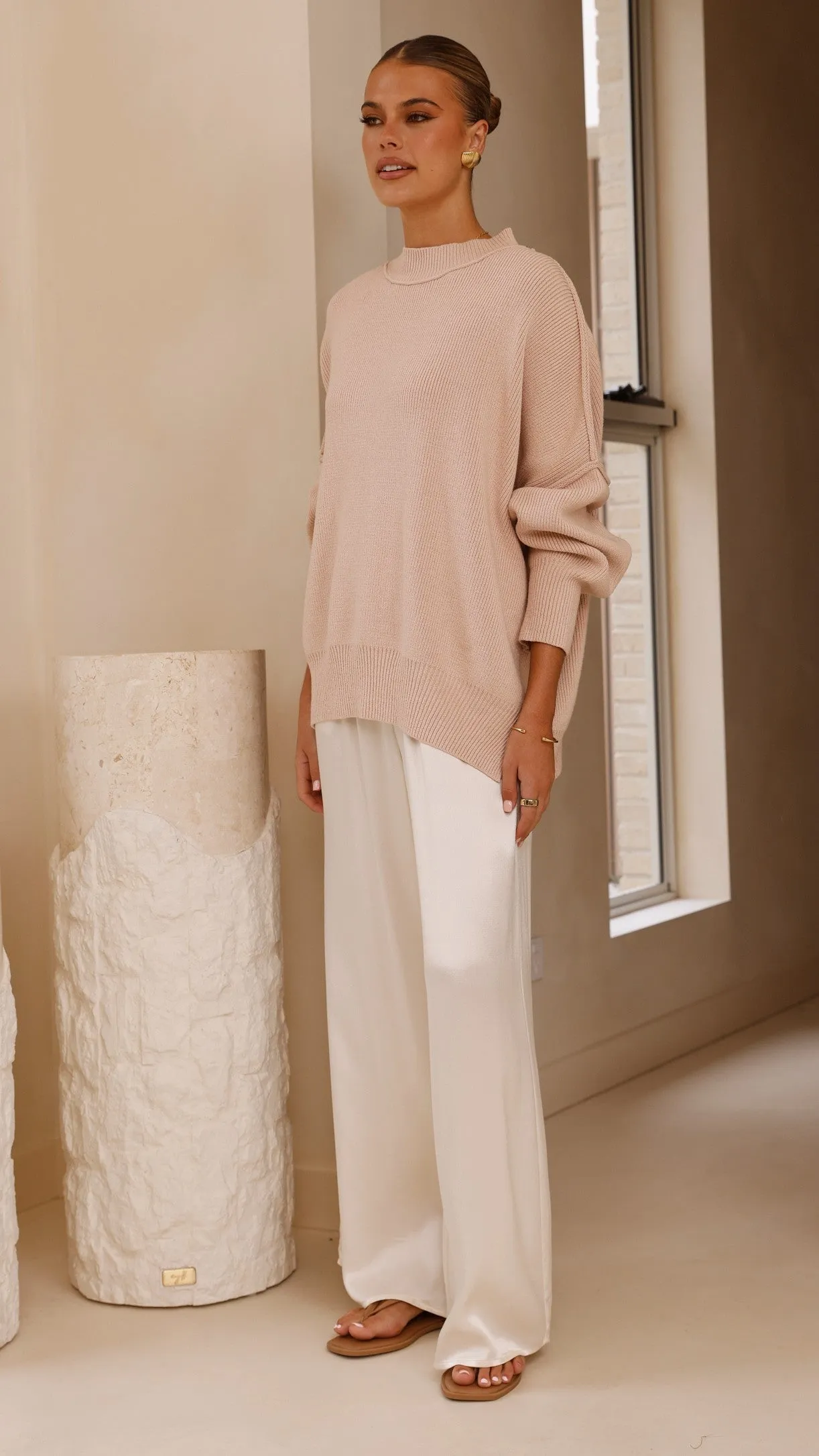 Scarlett Sweater - Dusty Pink Crewneck Style Hypoallergenic Fiber Blend