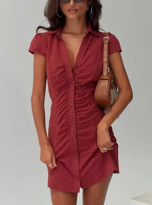 Arianwyn Mini Dress Burgundy Fine Details City Casual