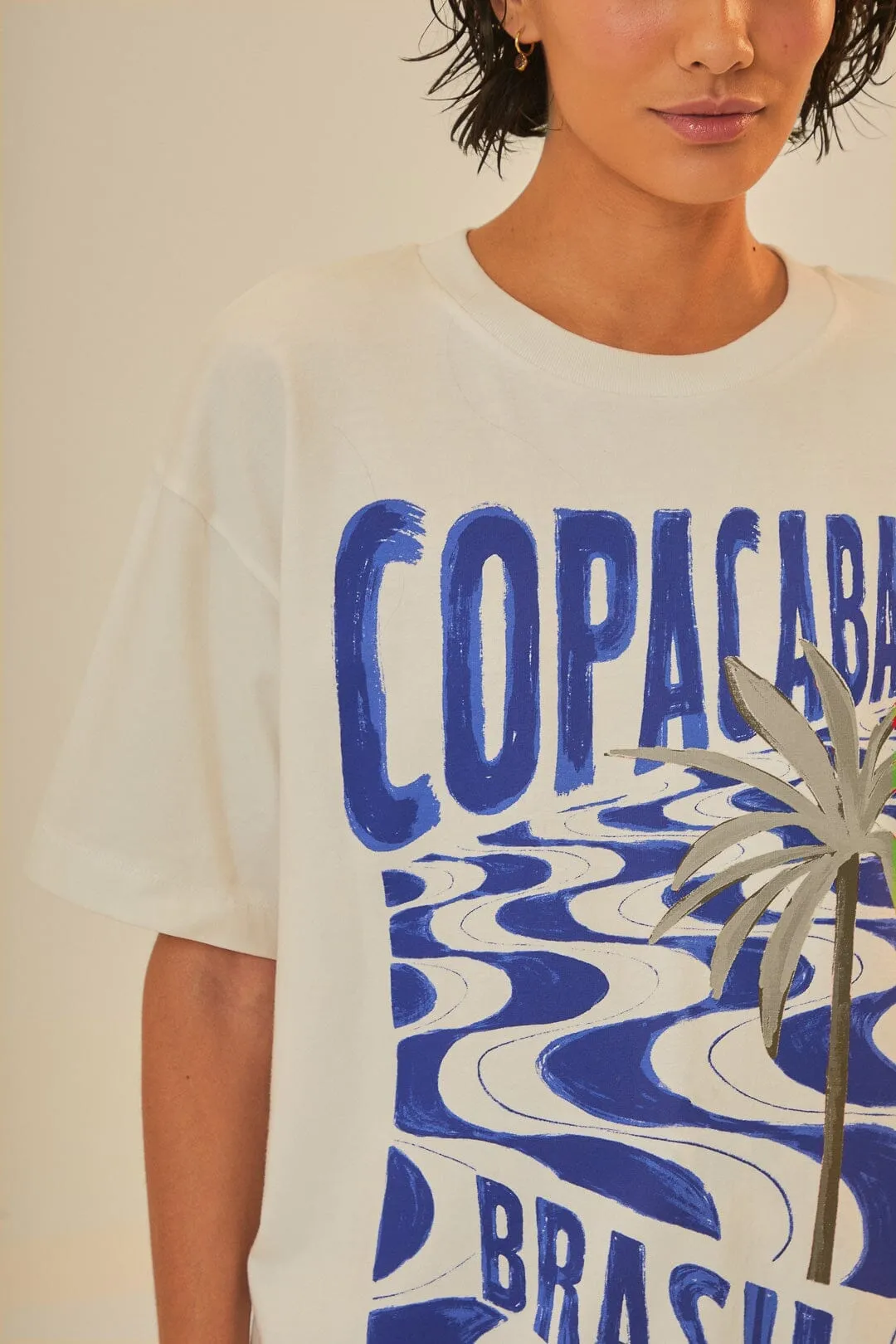 Quick Dry Technology Chilly Style Off-White Copacabana Organic Cotton Relaxed T-Shirt
